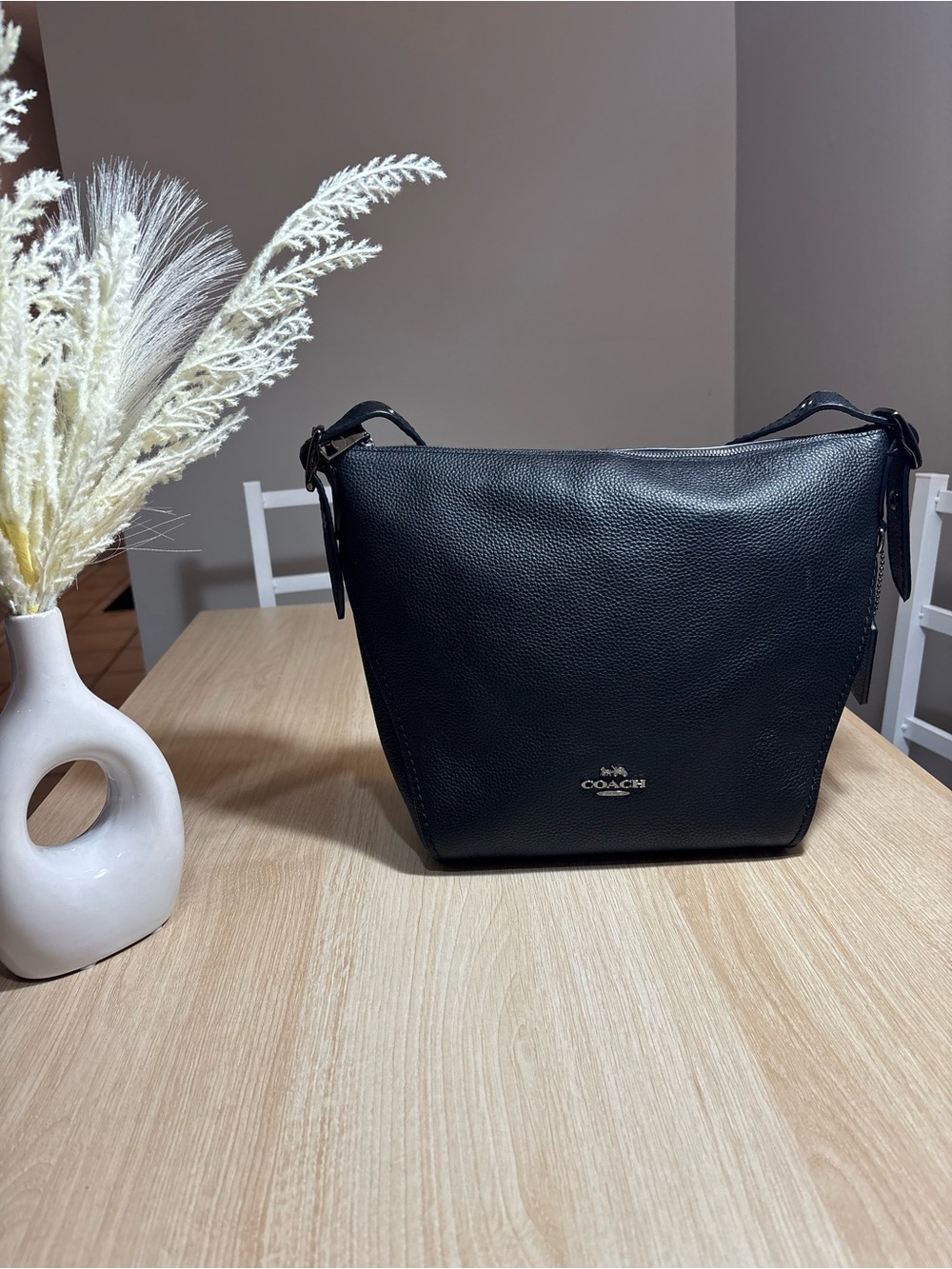 Coach Black Pebbled Leather Crossbody Bag with Silver Logo - Picture 2 of 15
